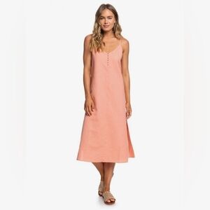 Roxy Paradise Peach Linen Midi Dress XL